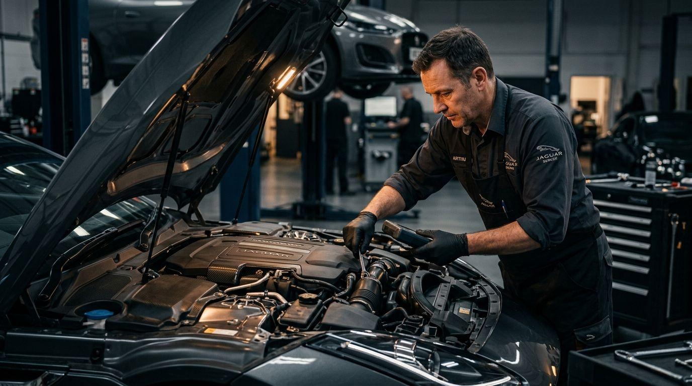 Mechanic working on car