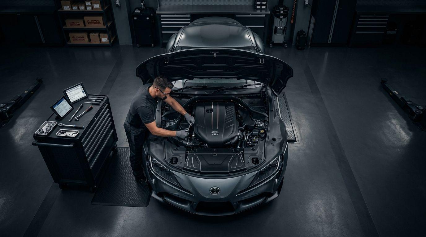 Mechanic working on car