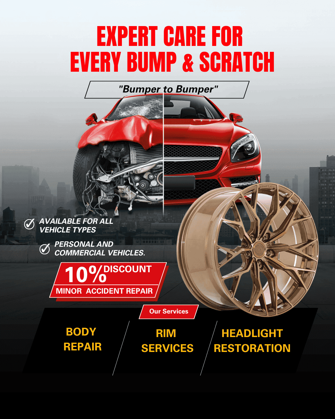 Enjoy 10% OFF Minor Accident Repairs for a limited time.