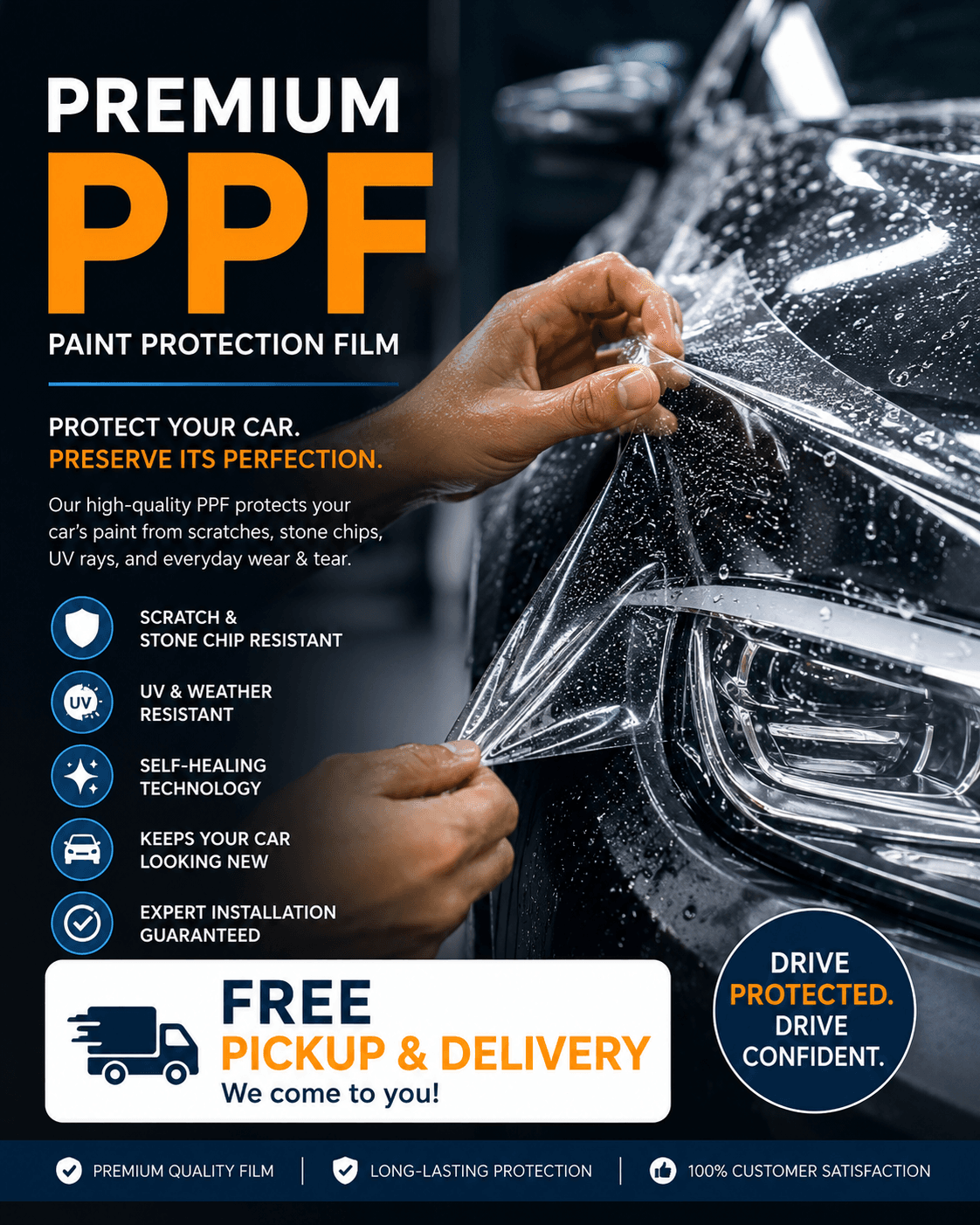 Premium Paint Protection Film (PPF) with FREE Pickup & Delivery